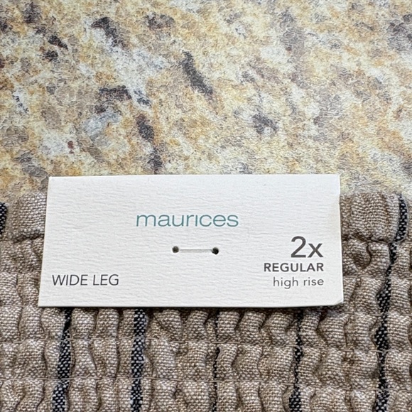 Maurices Tan and black Striped Wide Leg Pants, linen blend - Picture 3 of 7